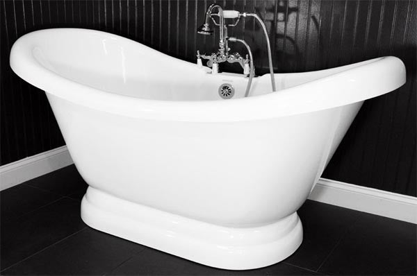 “HLDSPD59” 59" Hotel Collection CoreAcryl Acrylic Double Slipper Pedestal Tub with Base