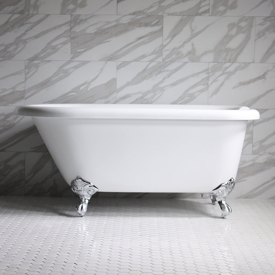 “HLFL56” 56" Hotel Collection CoreAcryl Acrylic Classic Clawfoot Tub with Feet