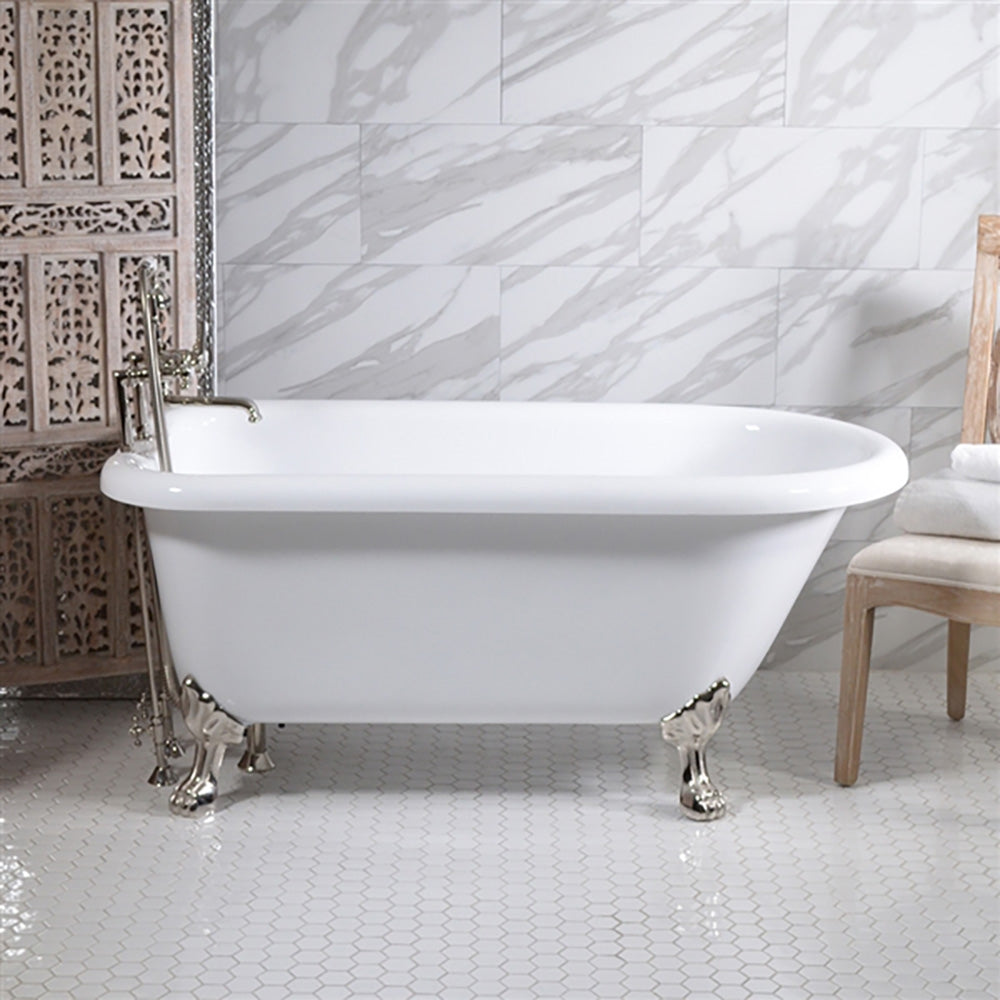 “HLFL53” 53" Hotel Collection CoreAcryl Acrylic Classic Clawfoot Tub with Feet