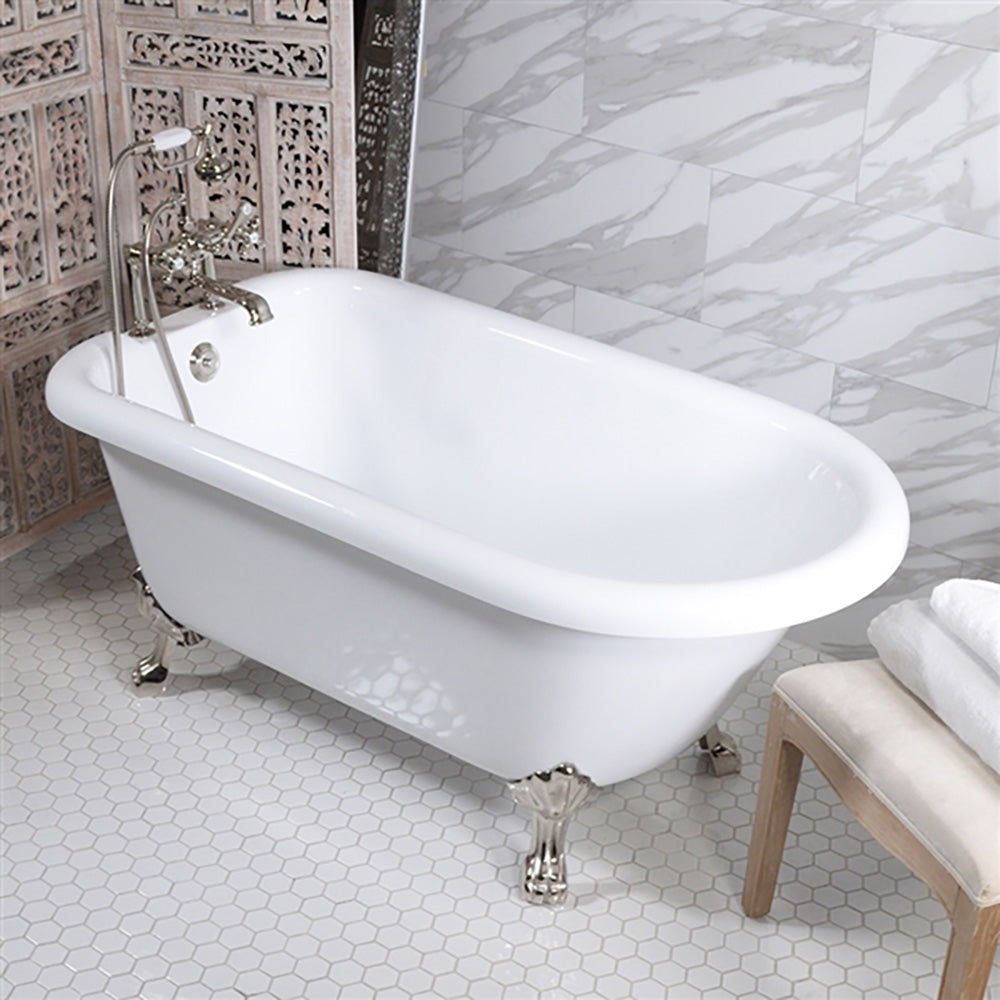“HLFL53” 53" Hotel Collection CoreAcryl Acrylic Classic Clawfoot Tub with Feet