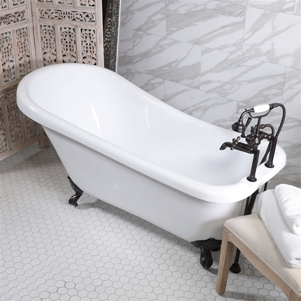 “HLSL57” 57" Hotel Collection CoreAcryl Acrylic Single Slipper Clawfoot Tub with Feet