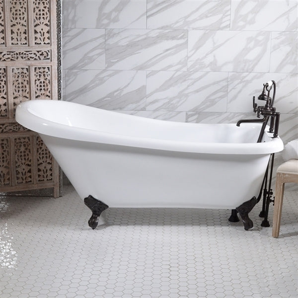 “HLSL57” 57" Hotel Collection CoreAcryl Acrylic Single Slipper Clawfoot Tub with Feet