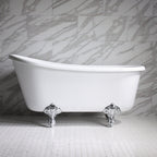 “HLSW58” 58" Hotel Collection CoreAcryl Acrylic Swedish Slipper Clawfoot Tub with Feet