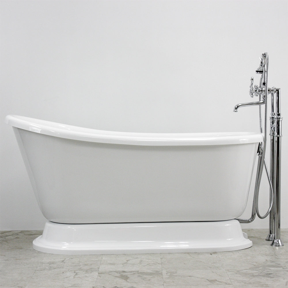 “HLSWPD54” 54" Hotel Collection CoreAcryl Acrylic Swedish Slipper Pedestal Tub with Base
