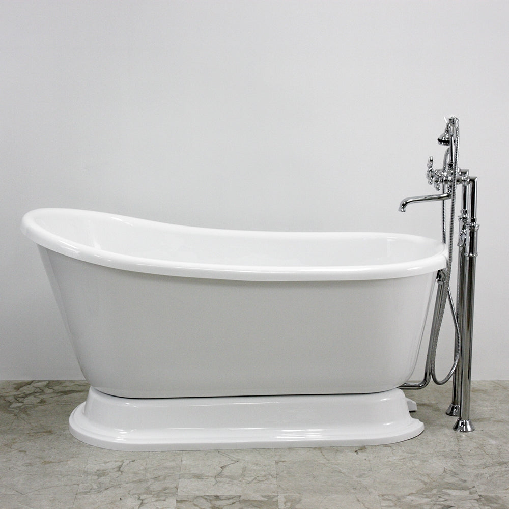 “HLSWPD58” 58" Hotel Collection CoreAcryl Acrylic Swedish Slipper Pedestal Tub with Base