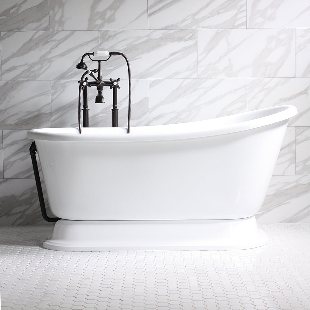 “HLSWPD62” 62" Hotel Collection CoreAcryl Acrylic Swedish Slipper Pedestal Tub with Base