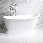 “HLSWPD62” 62" Hotel Collection CoreAcryl Acrylic Swedish Slipper Pedestal Tub with Base