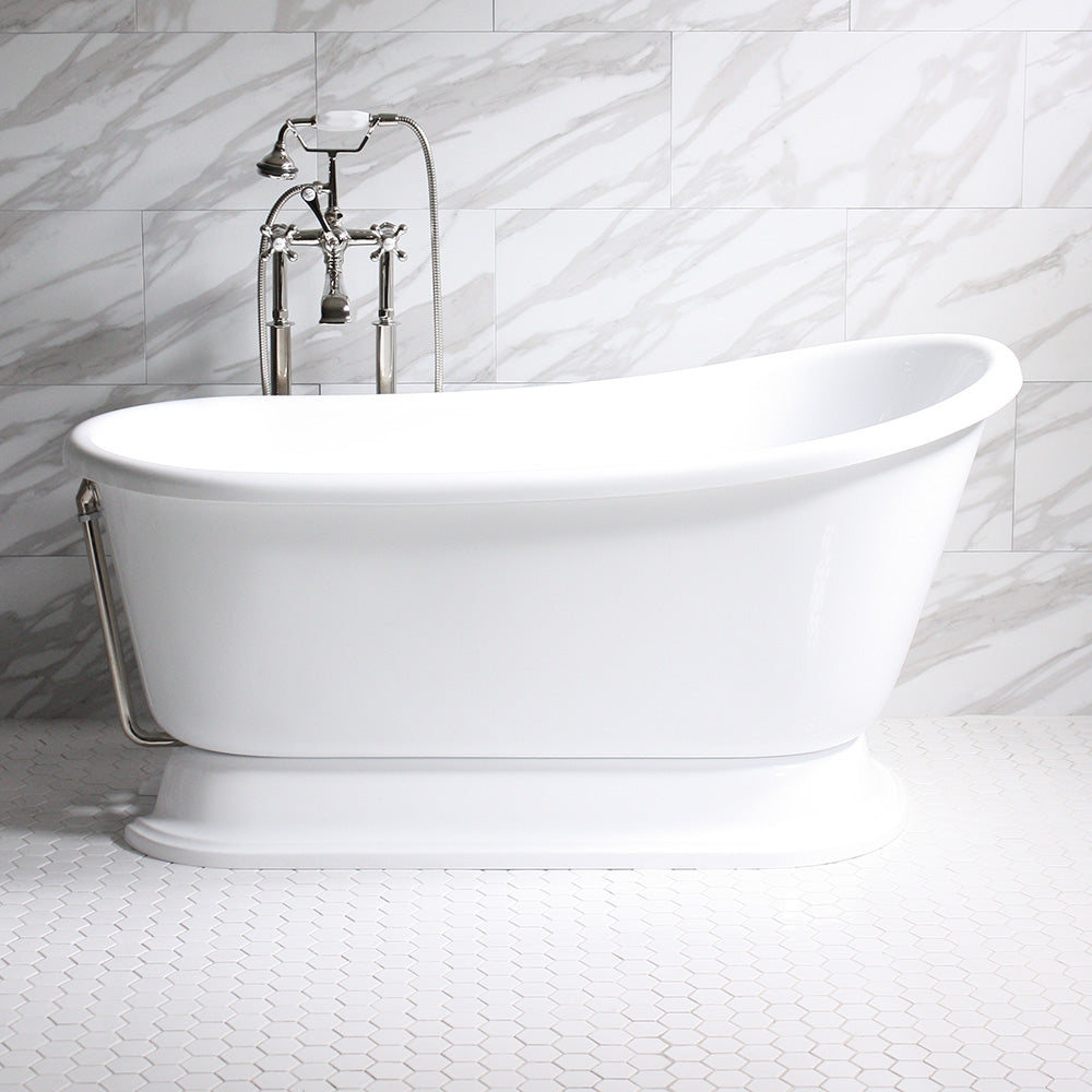 “HLSWPD62” 62" Hotel Collection CoreAcryl Acrylic Swedish Slipper Pedestal Tub with Base