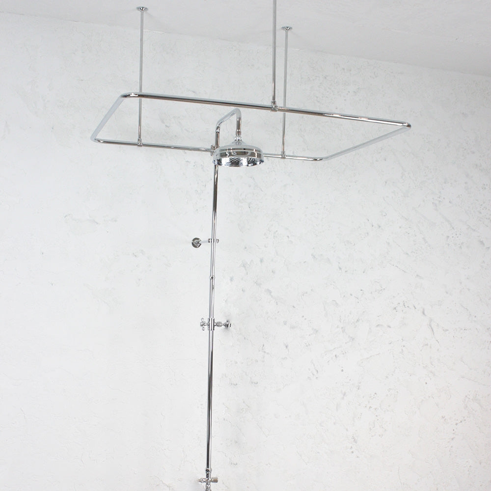 Heavy Duty Chrome Clawfoot Tub Shower Enclosure Complete with Supports