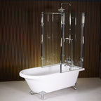 “OASIS 59 SHPK” 59" Extra Wide Classic Clawfoot Shower Tub with Clear Tempered Glass Shower Enclosure Package