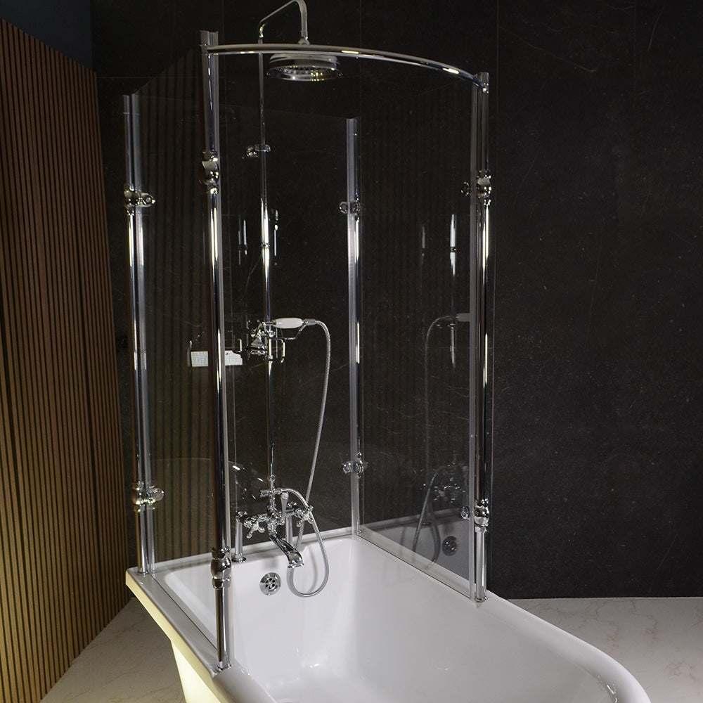 “OASIS 59 SHPK” 59" Extra Wide Classic Clawfoot Shower Tub with Clear Tempered Glass Shower Enclosure Package