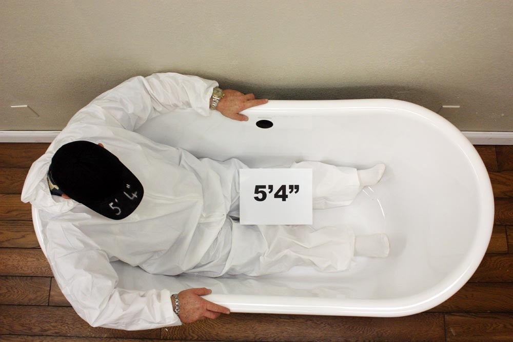 Standard Wide “Caterina59” 59" CoreAcryl WHITE Acrylic French Bateau Pedestal Tub with Copper Leaf Exterior and Drain