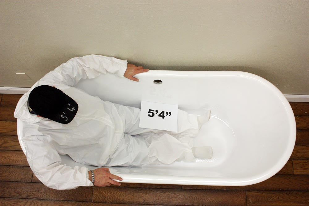 Standard Wide “Caterina67” 67" CoreAcryl WHITE Acrylic French Bateau Pedestal Tub with Copper Leaf Exterior and Drain