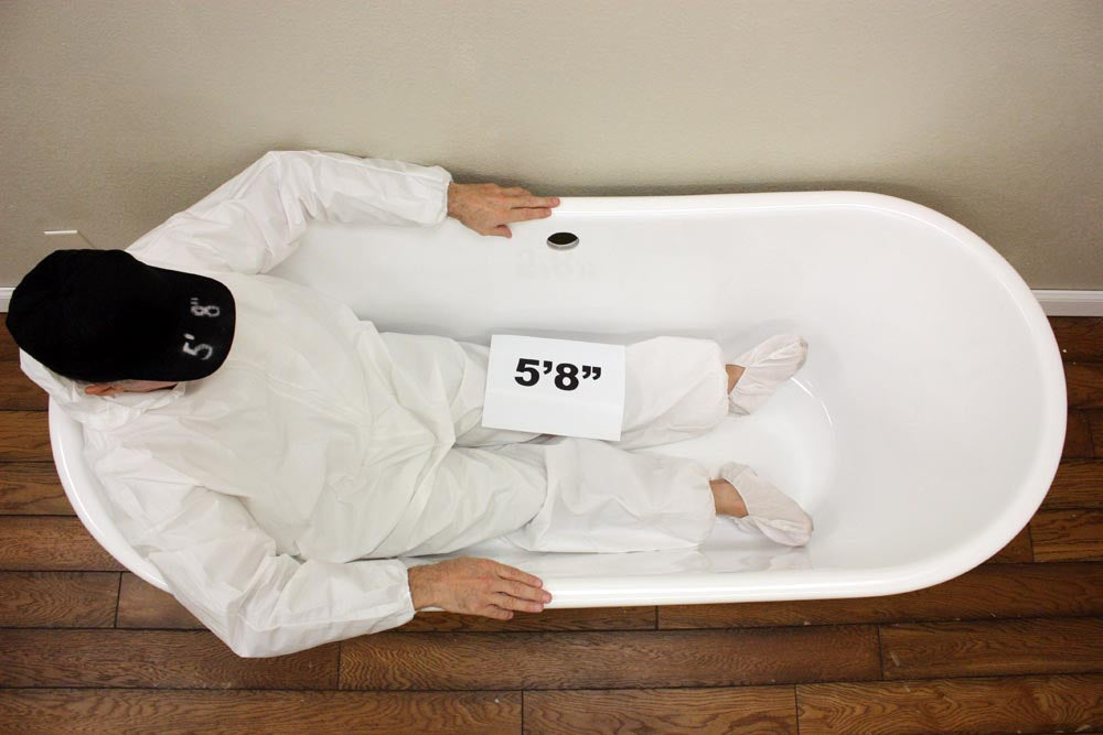 Standard Wide “Caterina67” 67" CoreAcryl WHITE Acrylic French Bateau Pedestal Tub with Copper Leaf Exterior and Drain