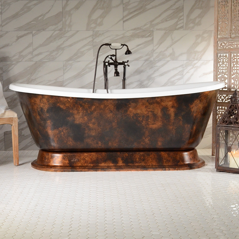 Standard Wide “Domenico59” 59" CoreAcryl Acrylic French Bateau Pedestal Bathtub