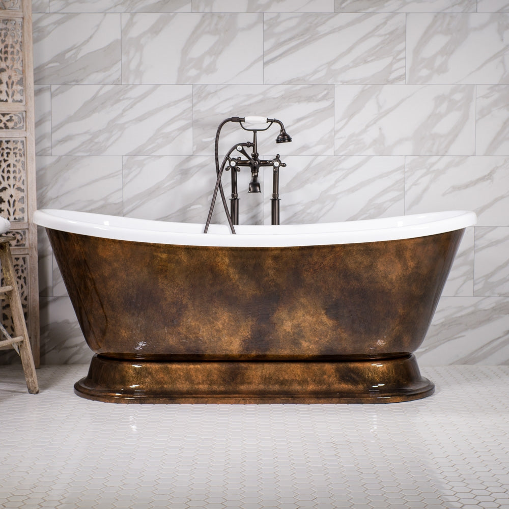 Standard Wide “Domenico59” 59" CoreAcryl Acrylic French Bateau Pedestal Bathtub