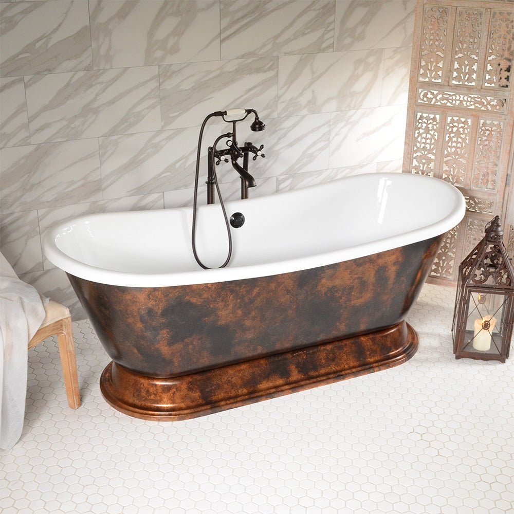 Standard Wide “Domenico73” 73" CoreAcryl Acrylic French Bateau Pedestal Bathtub