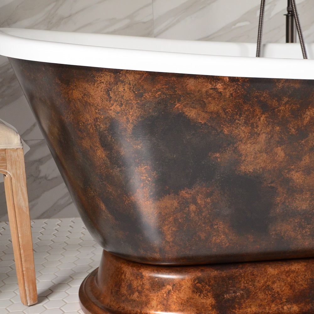 Standard Wide “Domenico73” 73" CoreAcryl Acrylic French Bateau Pedestal Bathtub