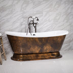 “SanSiro Domenico-AIR67” Freestanding 67 Inch “Variable Speed Air Jetted” CoreAcryl Acrylic French Bateau Pedestal Bathtub