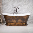 “SanSiro Domenico-AIR73” Freestanding 73 Inch “Variable Speed Air Jetted” CoreAcryl Acrylic French Bateau Pedestal Bathtub