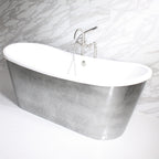 “SanSiro Ginevra-AIR59” Freestanding 59 Inch “Variable Speed Air Jetted” CoreAcryl Acrylic French Bateau Skirted Bathtub