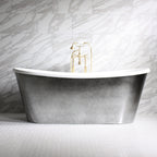 “SanSiro Ginevra-AIR59” Freestanding 59 Inch “Variable Speed Air Jetted” CoreAcryl Acrylic French Bateau Skirted Bathtub