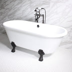“HLDB67” 67" CoreAcryl WHITE Acrylic Double Ended Clawfoot Tub with Feet