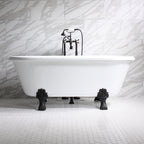 “HLDB67” 67" CoreAcryl WHITE Acrylic Double Ended Clawfoot Tub with Feet