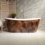 “SanSiro Nicolo-AIR67” Freestanding 67 Inch “Variable Speed Air Jetted” CoreAcryl Acrylic French Bateau Skirted Bathtub