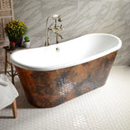 “SanSiro Nicolo-AIR67” Freestanding 67 Inch “Variable Speed Air Jetted” CoreAcryl Acrylic French Bateau Skirted Bathtub