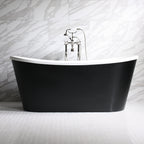 Standard Wide “Sorrentino59” 59" WHITE CoreAcryl Acrylic French Bateau Tub with Eggshell Black Exterior plus Drain