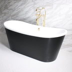 Standard Wide “Sorrentino67” 67" WHITE CoreAcryl Acrylic French Bateau Tub with Eggshell Black Exterior plus Drain