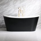 Standard Wide “Sorrentino67” 67" WHITE CoreAcryl Acrylic French Bateau Tub with Eggshell Black Exterior plus Drain