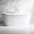 Standard Wide “Verona59” 59" CoreAcryl WHITE French Bateau Acrylic Skirted Bathtub plus Drain
