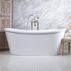 Standard Wide “Verona67” 67" CoreAcryl WHITE French Bateau Acrylic Skirted Bathtub plus Drain