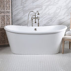 Standard Wide “Verona67” 67" CoreAcryl WHITE French Bateau Acrylic Skirted Bathtub plus Drain