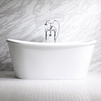 “SanSiro Verona-AIR59” Freestanding 59 Inch “Variable Speed Air Jetted” CoreAcryl Acrylic French Bateau Skirted Bathtub