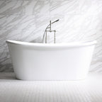 “SanSiro Verona-AIR59” Freestanding 59 Inch “Variable Speed Air Jetted” CoreAcryl Acrylic French Bateau Skirted Bathtub