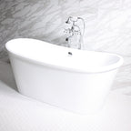 “SanSiro Verona-AIR67” Freestanding 67 Inch “Variable Speed Air Jetted” CoreAcryl Acrylic French Bateau Skirted Bathtub