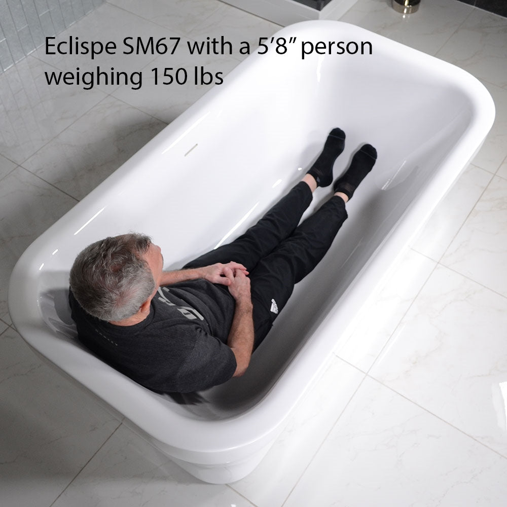 “SanSiro Eclipse67C-AirSpa” with “Heated Air plus Water Heater” and Ozone Sanitizing 67" x 35" Center Drain Acrylic Freestanding Bathtub