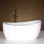 “SanSiro Antium59EHS” 59 x 32 inch End Drain Variable Speed “Water and Air Jetted” Hydro-Spa Freestanding Acrylic Bathtub with Zone Power Control
