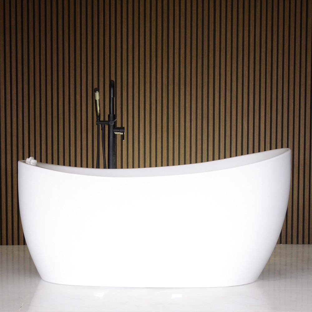 “SanSiro Antium59EWJ” 59 x 32 inch End Drain “Water Jetted” Freestanding Acrylic Bathtub with Zone Power Control