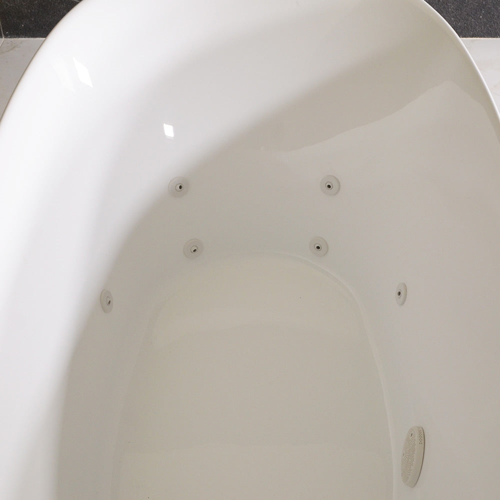 “SanSiro Antium59EWJ” 59 x 32 inch End Drain “Water Jetted” Freestanding Acrylic Bathtub with Zone Power Control