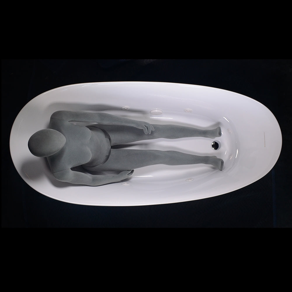 “SanSiro Antium67EHS” 67 x 32 inch End Drain “Water and Air Jetted” Hydro-Spa Freestanding Acrylic Bathtub