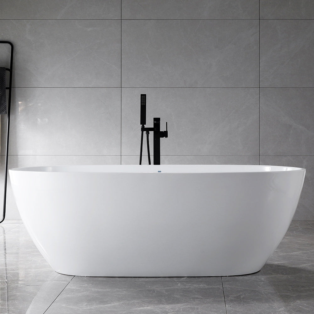 “SanSiro Aquino59CAJ” 59 x 32 inch Center Drain Variable Speed “Heated Air Jetted” Freestanding Acrylic Bathtub