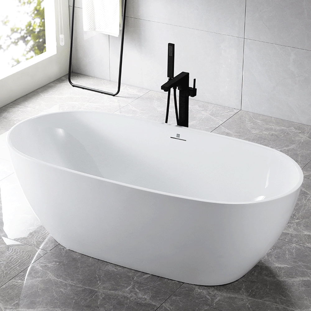 “SanSiro Aquino63CAJ” 63 x 32 inch Center Drain Variable Speed “Heated Air Jetted” Freestanding Acrylic Bathtub