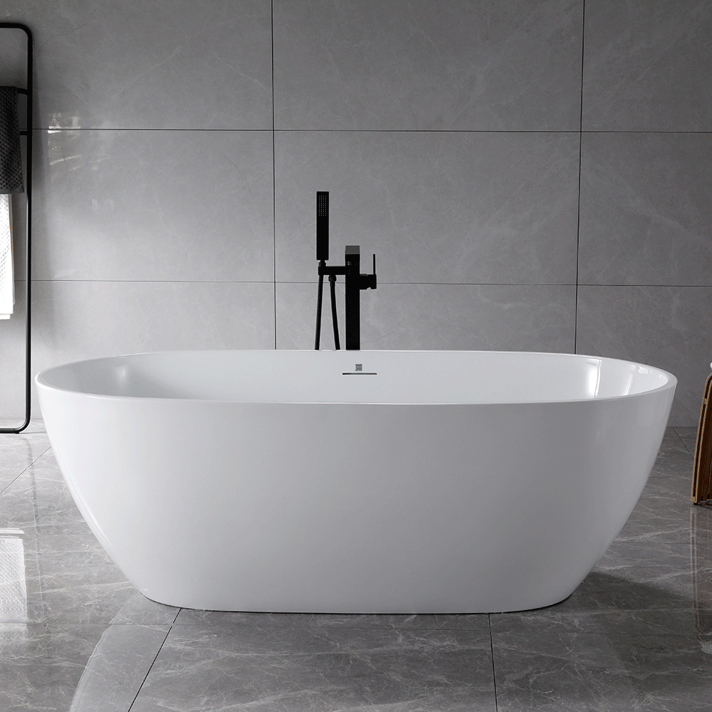 “SanSiro Aquino63CAJ” 63 x 32 inch Center Drain Variable Speed “Heated Air Jetted” Freestanding Acrylic Bathtub