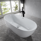 “SanSiro Aquino67CAJ” 67 x 32 inch Center Drain Variable Speed “Heated Air Jetted” Freestanding Acrylic Bathtub