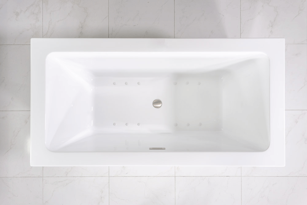 “SanSiro Asti59CAJ” 59 x 34 inch Center Drain Variable Speed “Heated Air Jetted” Freestanding Acrylic Bathtub
