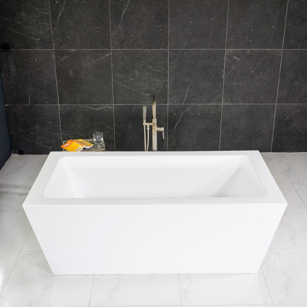“SanSiro Asti59CAJ” 59 x 34 inch Center Drain Variable Speed “Heated Air Jetted” Freestanding Acrylic Bathtub